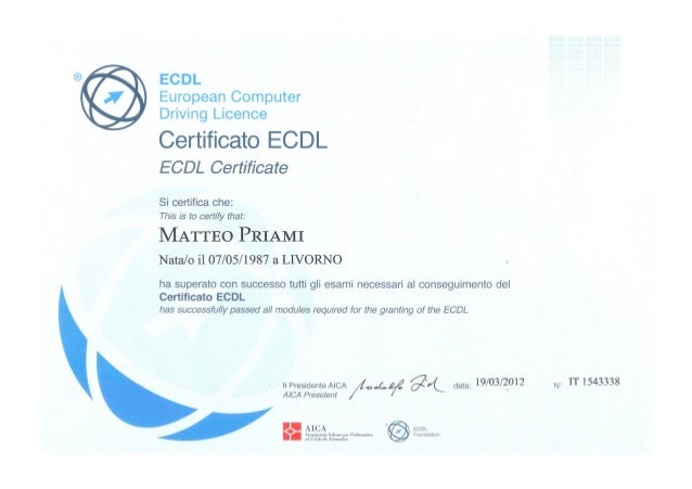certificato ecdl certificato ecdl